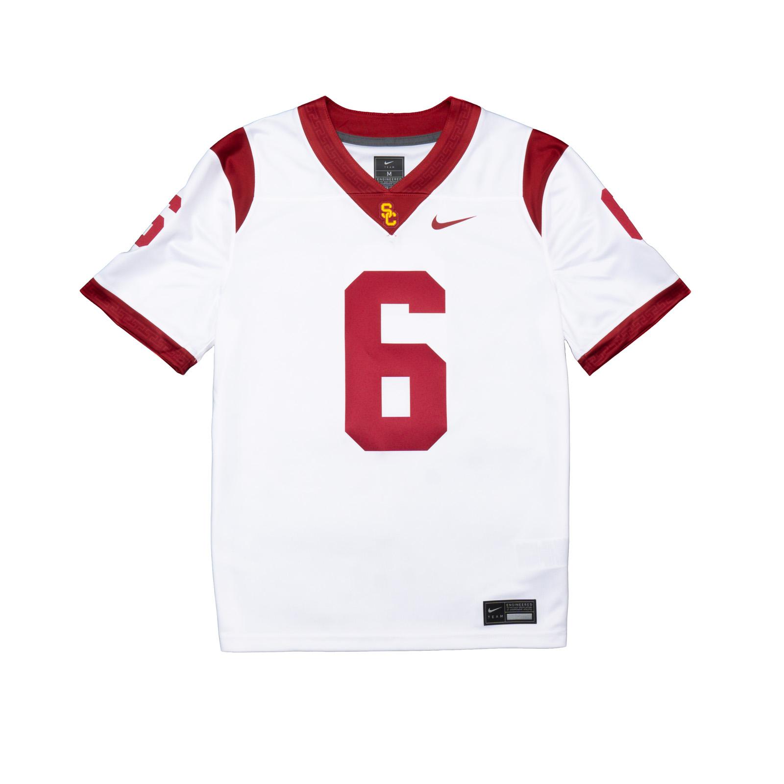 USC Trojans Men's Nike White #6 Makai Lemon Football Jersey | USC